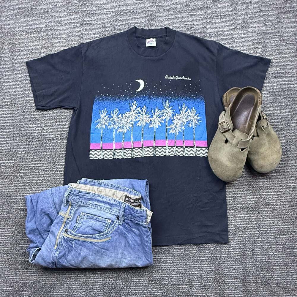 Vintage 80s Busch Gardens Florida Palm Tree Graphic T-Shirt